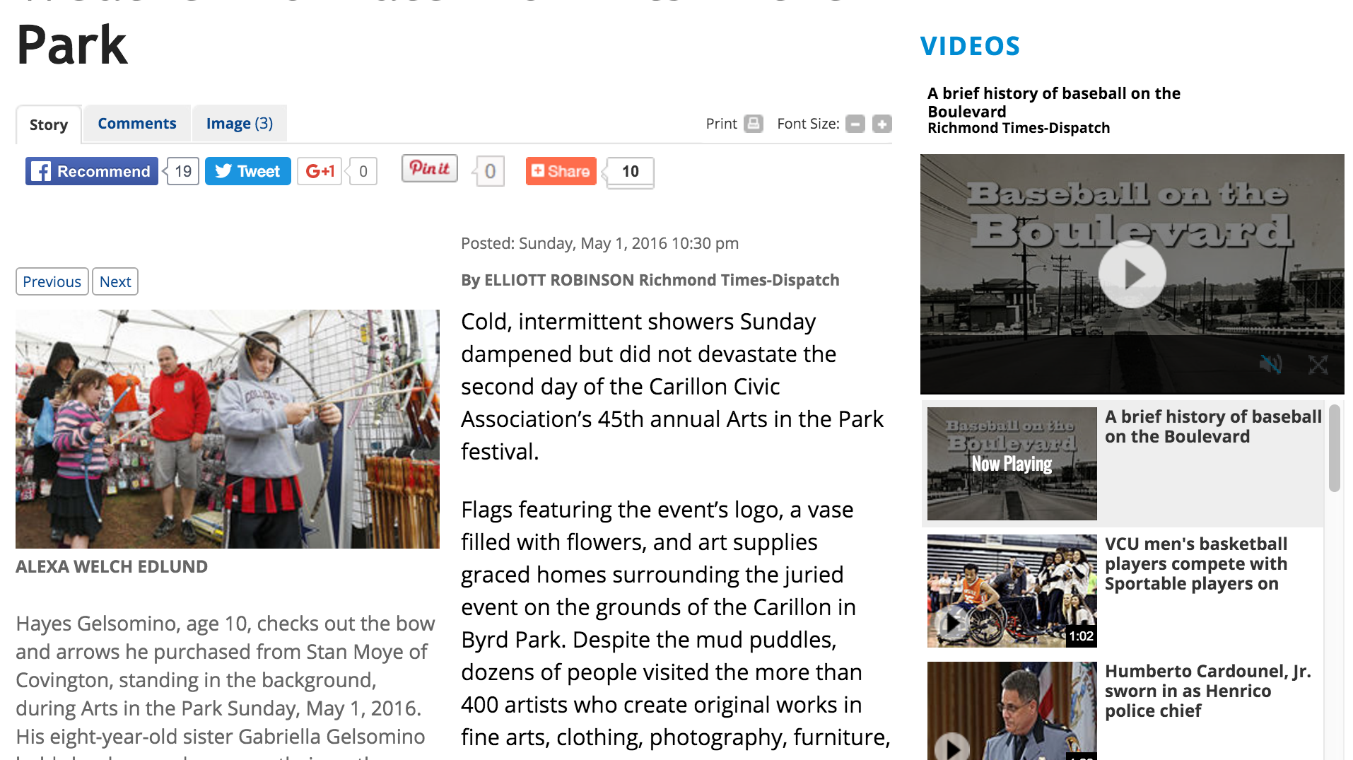 Richmond Times-Dispatch Reports on Art in the Park