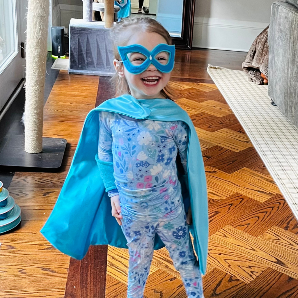 toddler in handmade superhero costume by Creative Capes