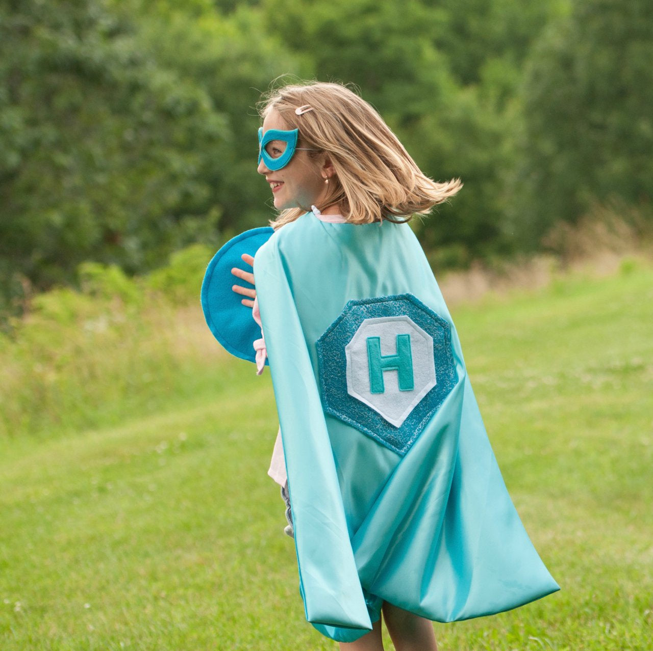 Kid's Initial Cape Special Edition - Aqua - Creative Capes