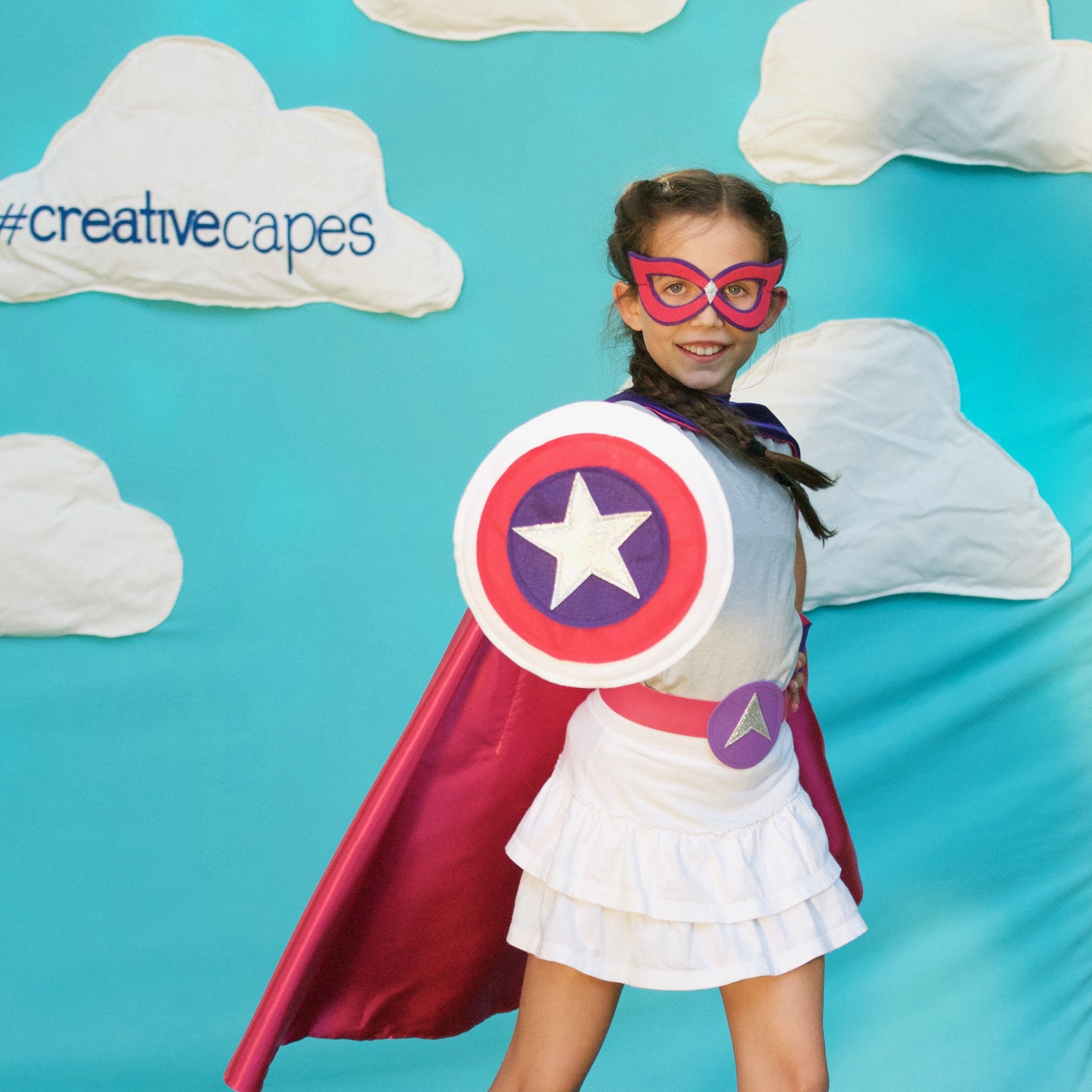 Kids Superhero Shield - Purple/Pink/White - Creative Capes