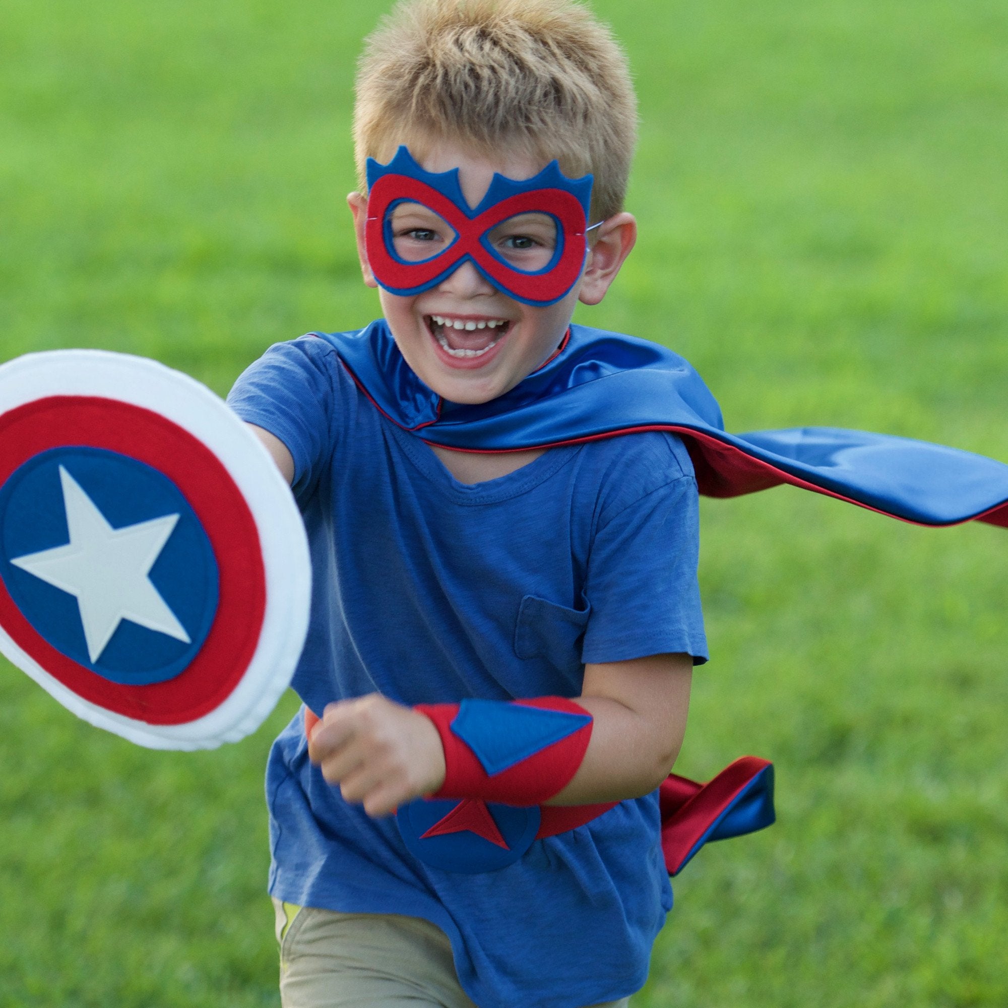 Kids Superhero Shield - Blue/Red/White - Creative Capes