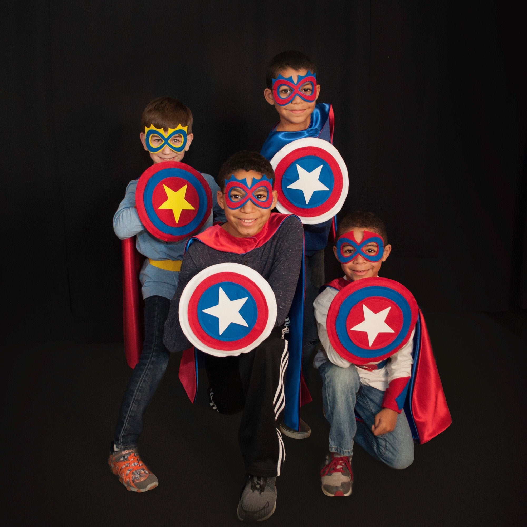Kids Superhero Shield - Red/Blue/Red/Yellow Star - Creative Capes
