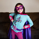 girl in pink and purple custom super hero costume by Creative Capes
