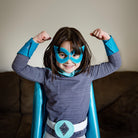 girl in frozen Elsa inspired costume. Handmade by Creative Capes to provide positive affirmation through creative play