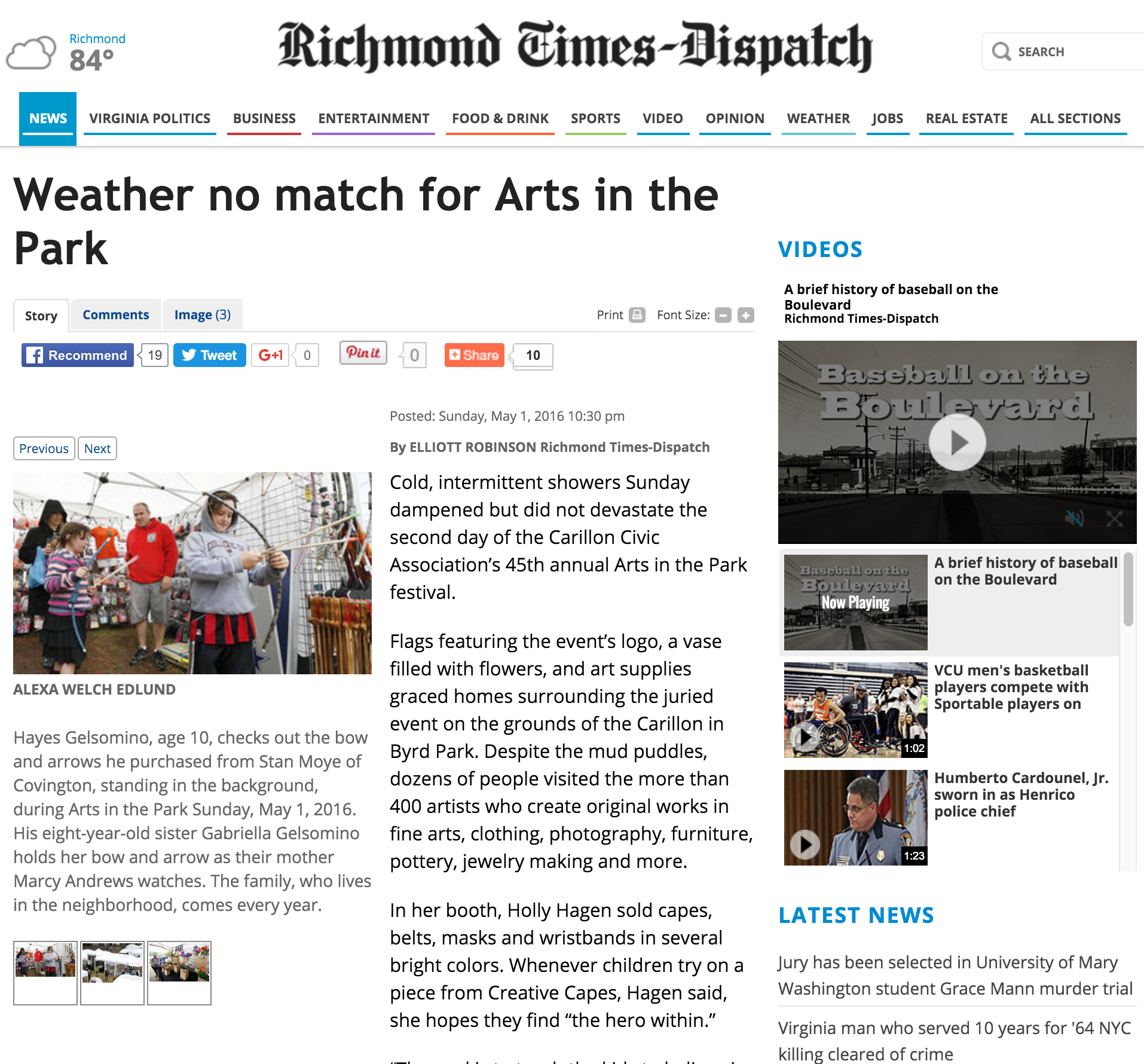 Richmond Times-Dispatch Reports on Art in the Park