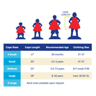 what size cape do I need for my child, creative capes, kids capes sizing chart