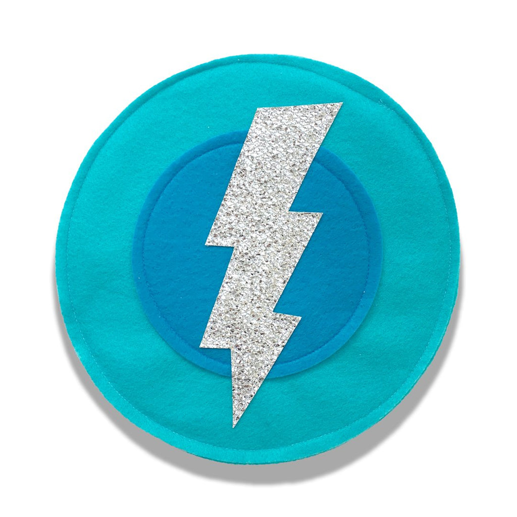 Kids Superhero Shield - Silver Bolt/Aqua/Lite Aqua - Creative Capes