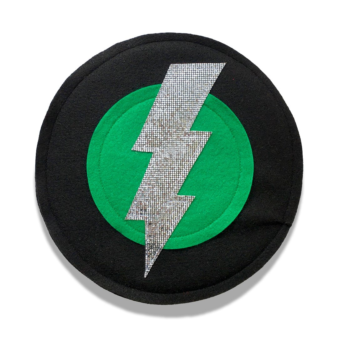 Kids Superhero Shield - Silver Bolt/Green/Black - Creative Capes