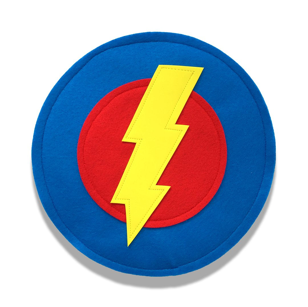 Kids Superhero Shield - Yellow Bolt/Red/Blue - Creative Capes