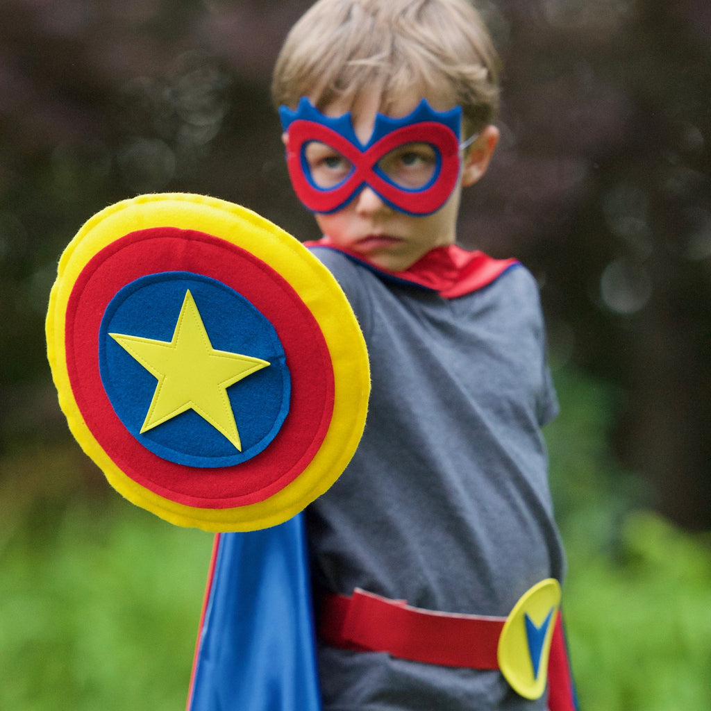 Kids Superhero Shield - Blue/Red/Yellow - Creative Capes