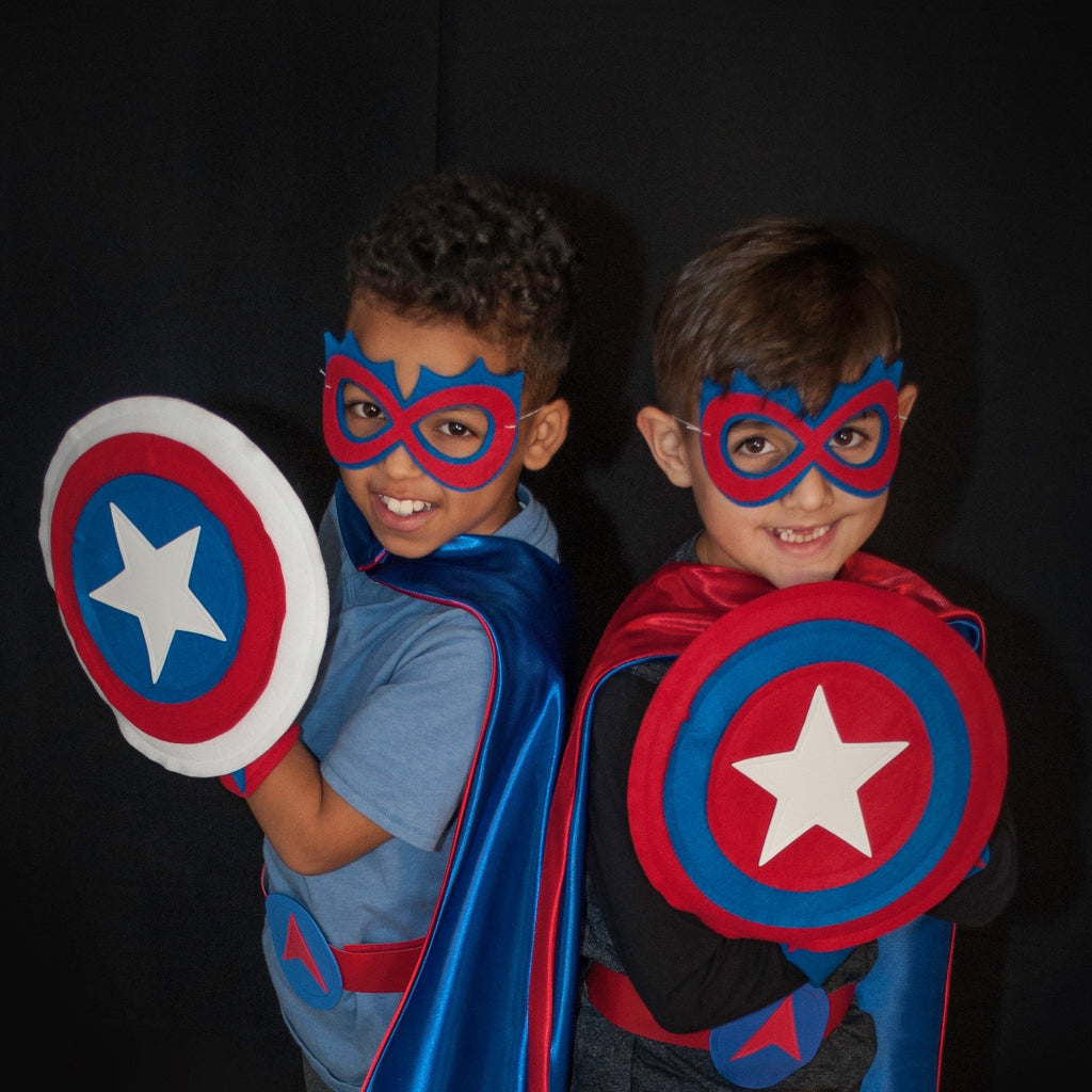 Kids Superhero Shield - Red/Blue/Red/White Star - Creative Capes